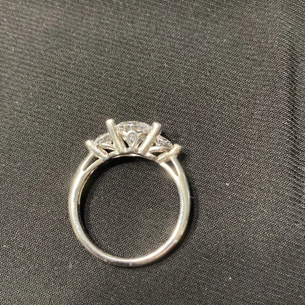 JTV vintage Sterling Silver three stone cubic Zirconia Ring!